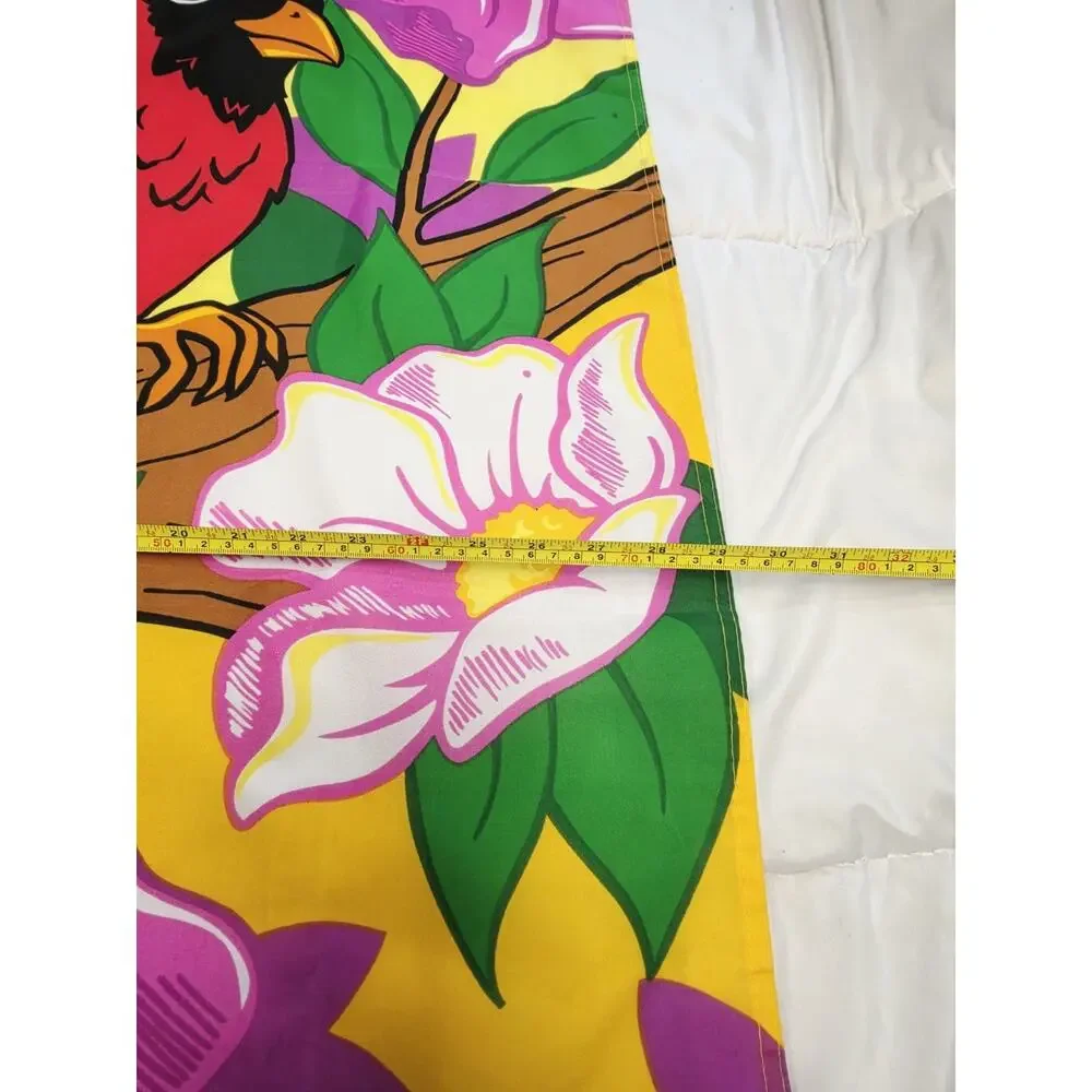Cardinal Flower Garden Flag 28x41 Decorative Outdoor Banner Red Bird 90's Vtg